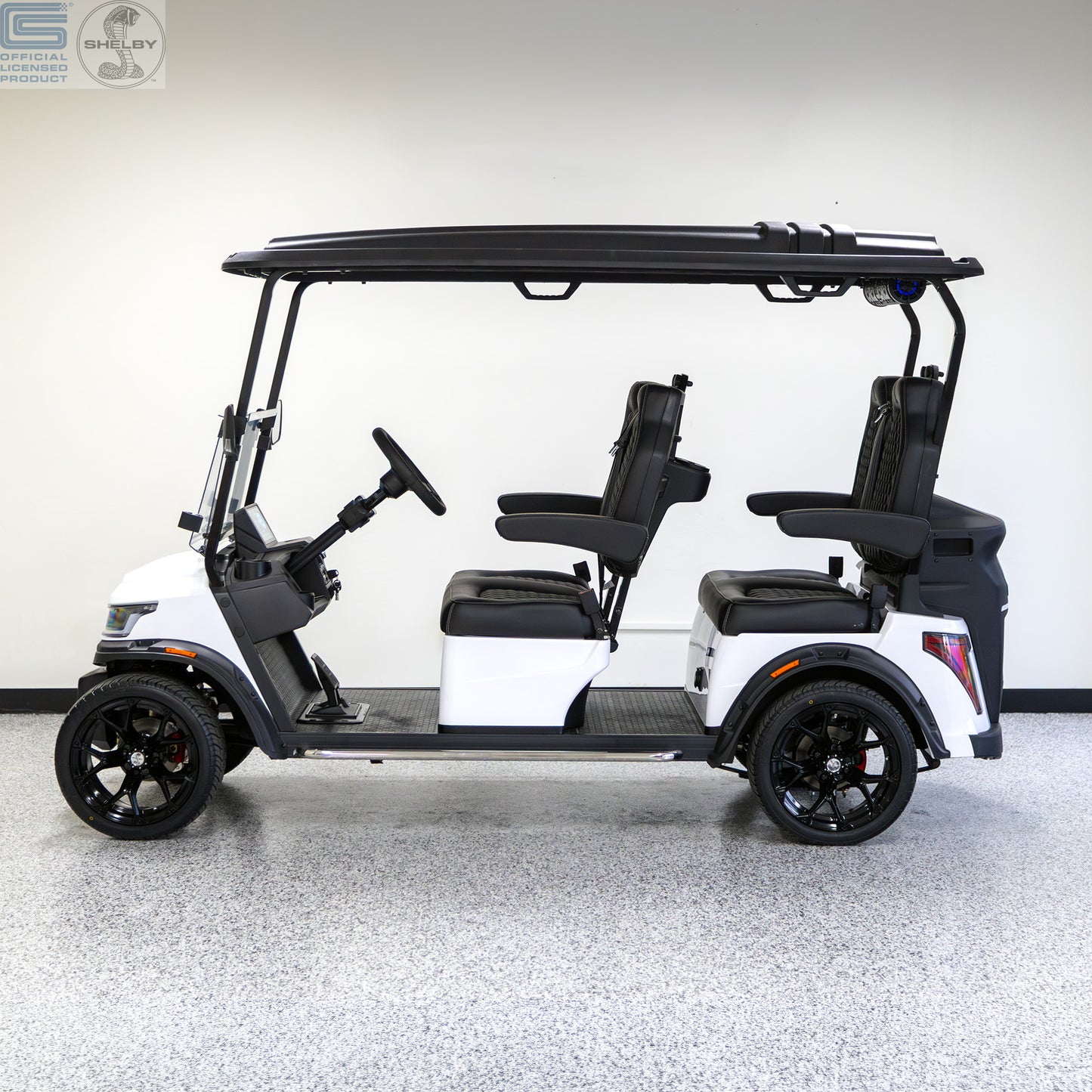 Shelby E4 Lithium Golf Cart White with Premium Black Seats