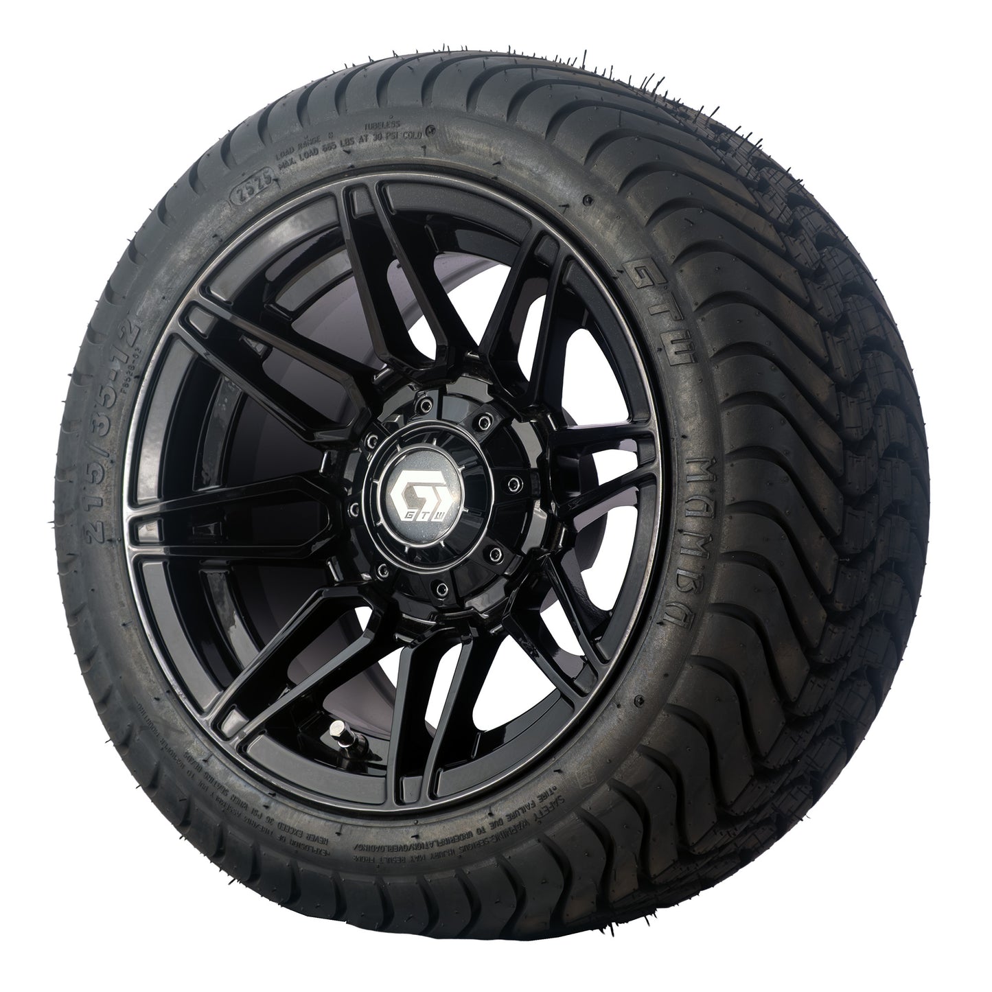 Golf Cart 12" Stealth Gloss Black Tyre & Rim Package (Set 4)
