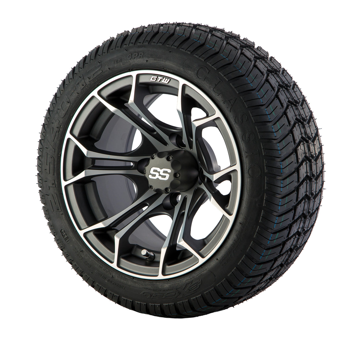 Golf Cart Spyder 12" Mach/Grey Matte Tyre and Rim Package (set 4)