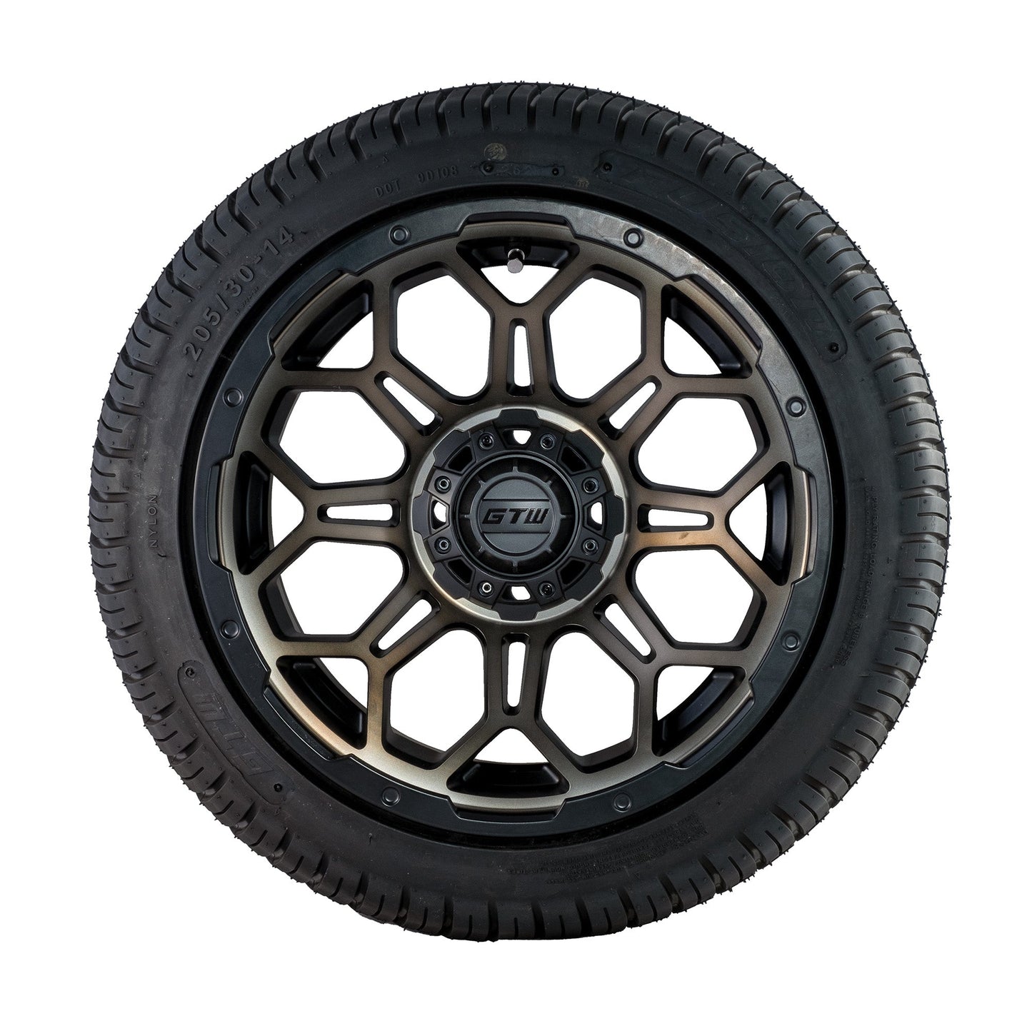 Golf Cart GTW Bravo 14" Matte Bronze Tyre and Rim Package (set 4)