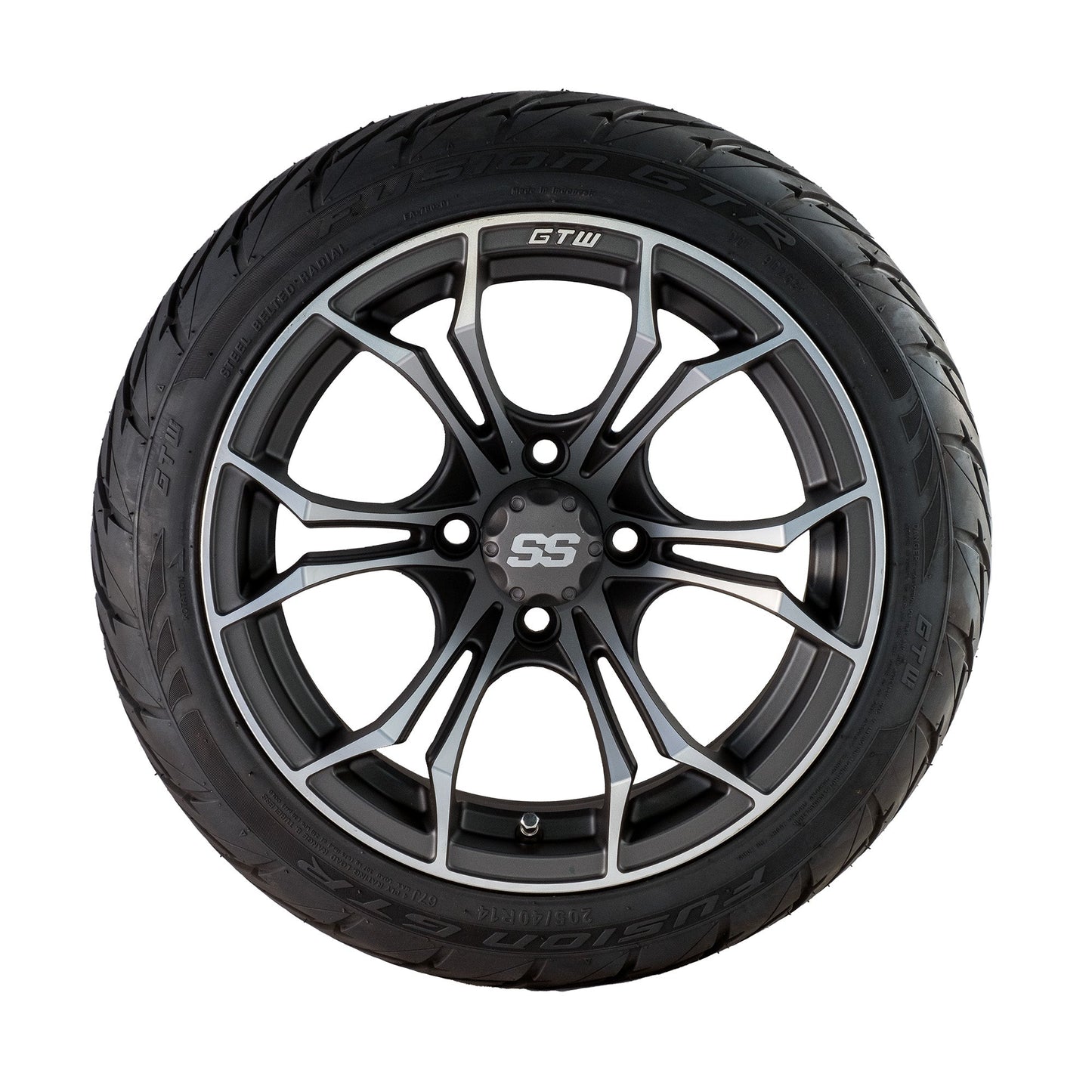 Golf Cart GTW Spyder 14" Matte Grey Tyre and Rim Package (set 4)