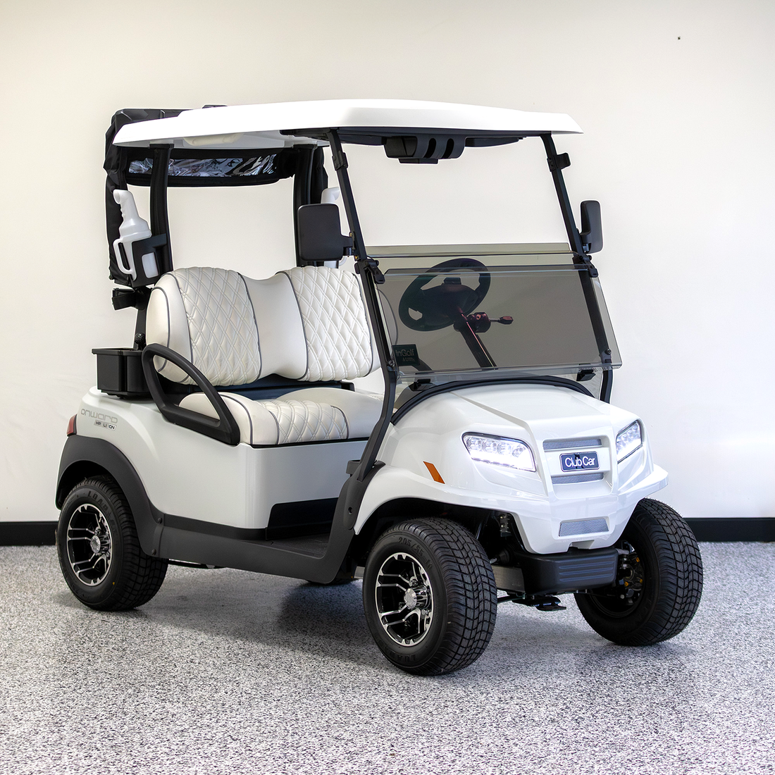 New Club Car Onward lithium golf cart in metallic white