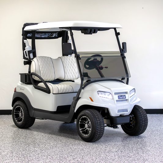 New Club Car Onward lithium golf cart in metallic white