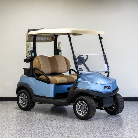Club Car Tempo lithium golf cart in ice blue