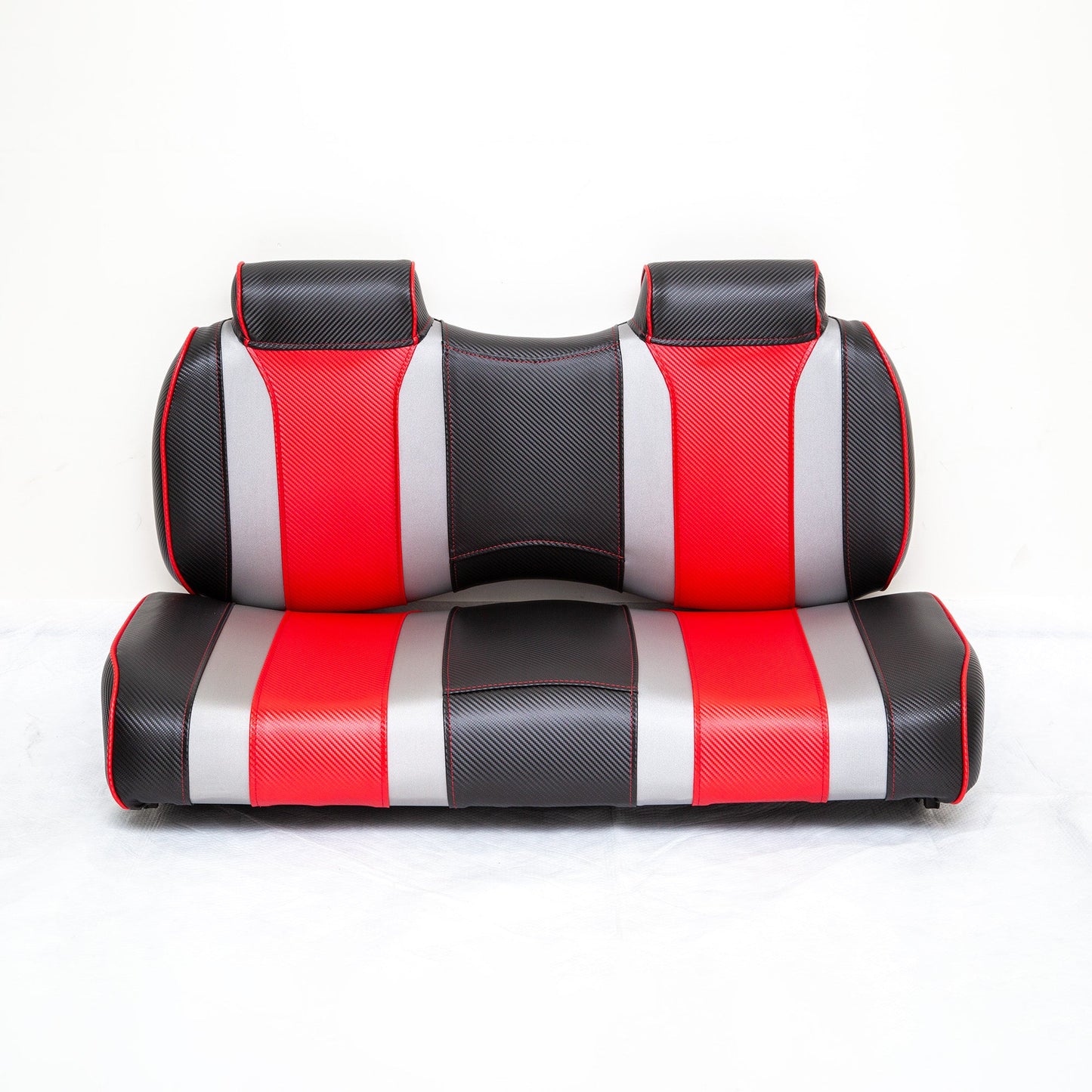 Golf Cart Front Seat Tsunami Liquid Silver Hot Rod Red
