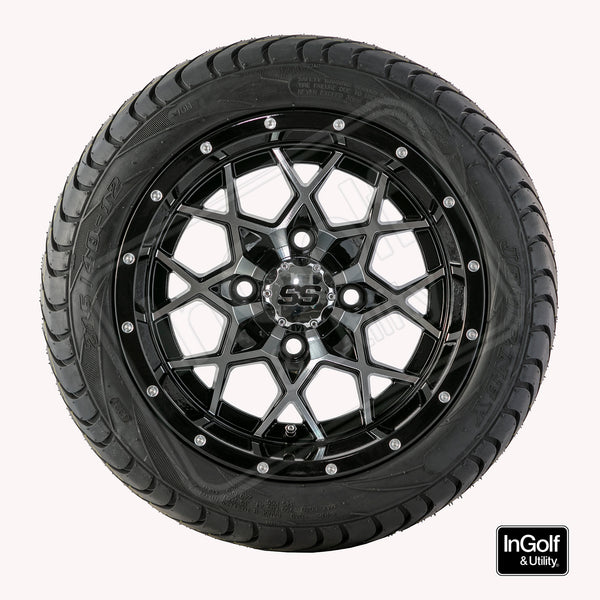 Golf Cart 12" DG0050 Hotwire Tyre and Rim Package (set of 4)