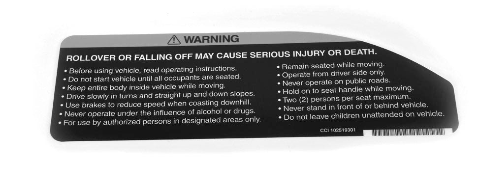 DECAL, WARNING, OCCUPANT 102519301