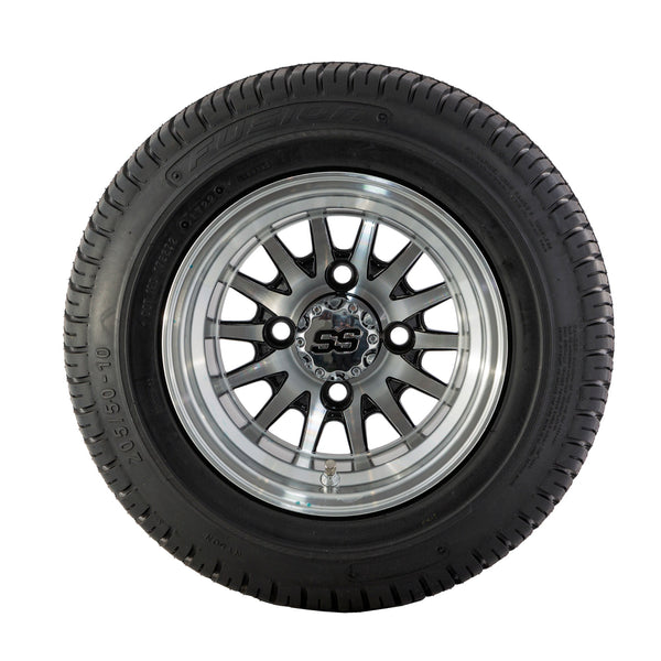 Golf Cart 10" Medusa Black & Chrome Tyre and Rim Package (set 4)
