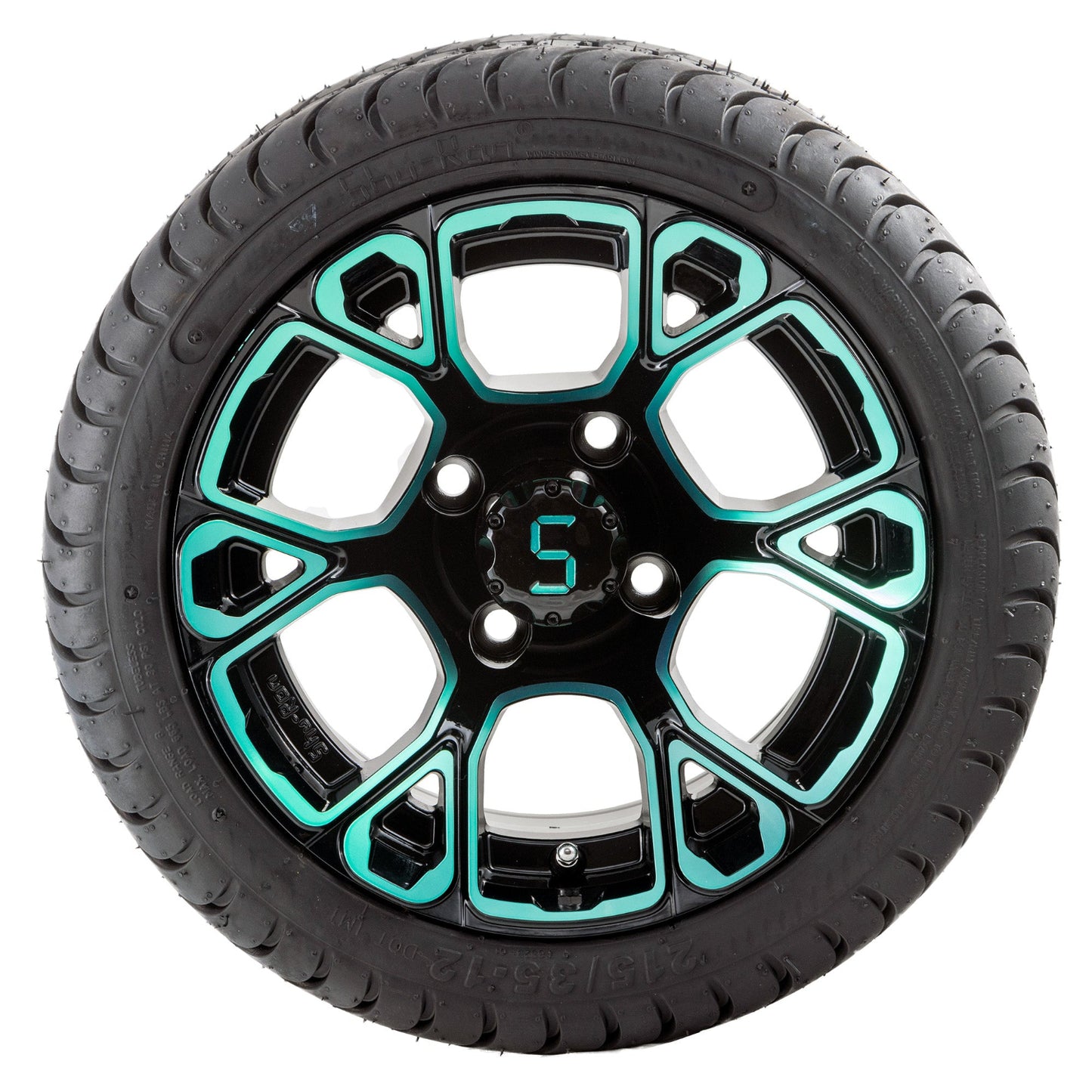 Golf Cart 12" Green/ Glossy Black Tyre and Rim Package (Set 4)