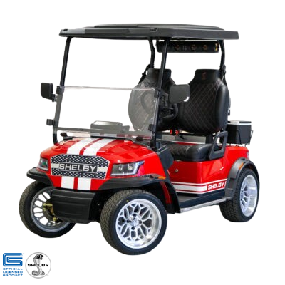 Shelby E2 Lithium Golf Cart Red with White G.T Stripe