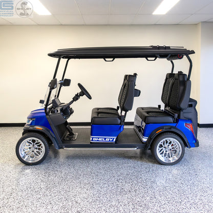 Shelby E4 Lithium Golf Cart Blue with White G.T Stripe
