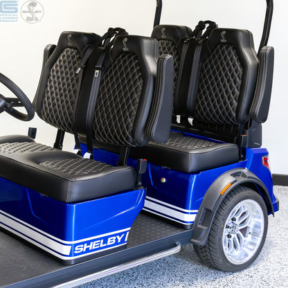 Shelby E4 Lithium Golf Cart Blue with White G.T Stripe