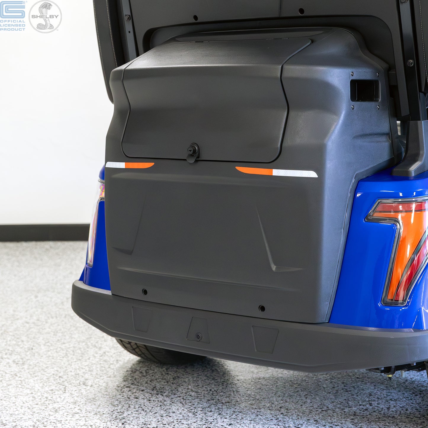 Shelby E4 Lithium Golf Cart Blue with White G.T Stripe