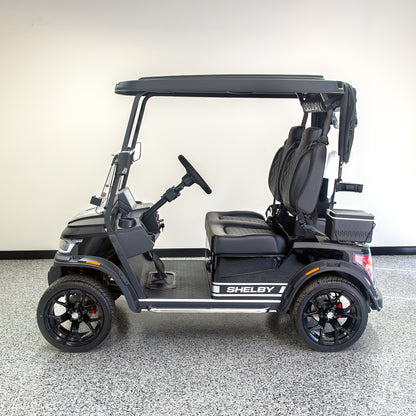 Shelby E2 Lithium Golf Cart Black with Silver G.T Stripe