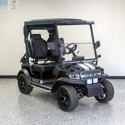 Shelby E2 Lithium Golf Cart Black with Silver G.T Stripe