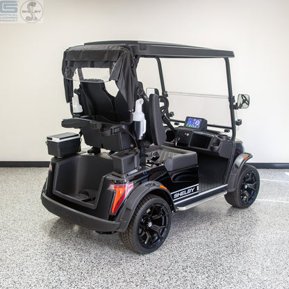 Shelby E2 Lithium Golf Cart Black with Silver G.T Stripe