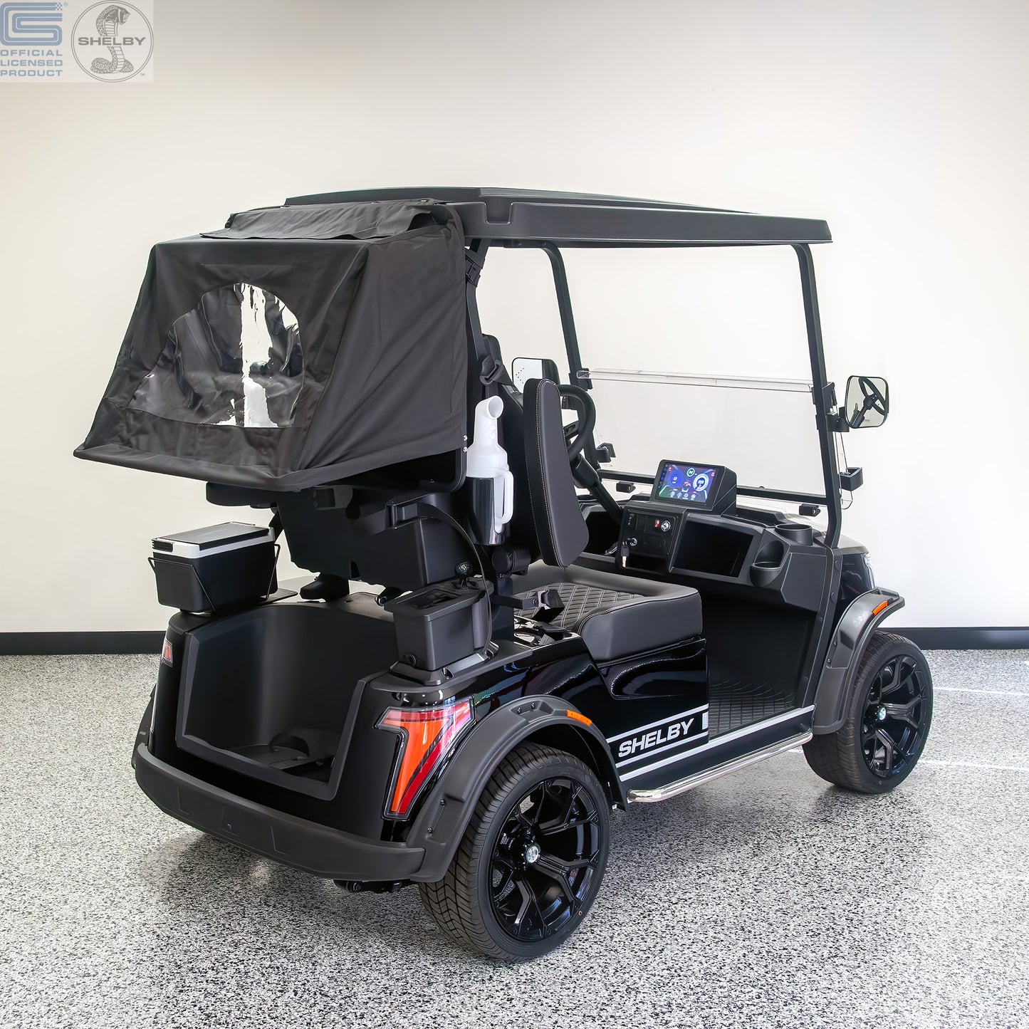 Shelby E2 Lithium Golf Cart Black with Silver G.T Stripe