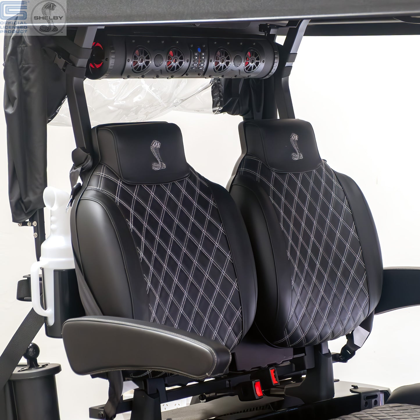 Shelby E2 Lithium Golf Cart Black with Silver G.T Stripe