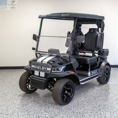 Shelby E2 Lithium Golf Cart Black with Silver G.T Stripe