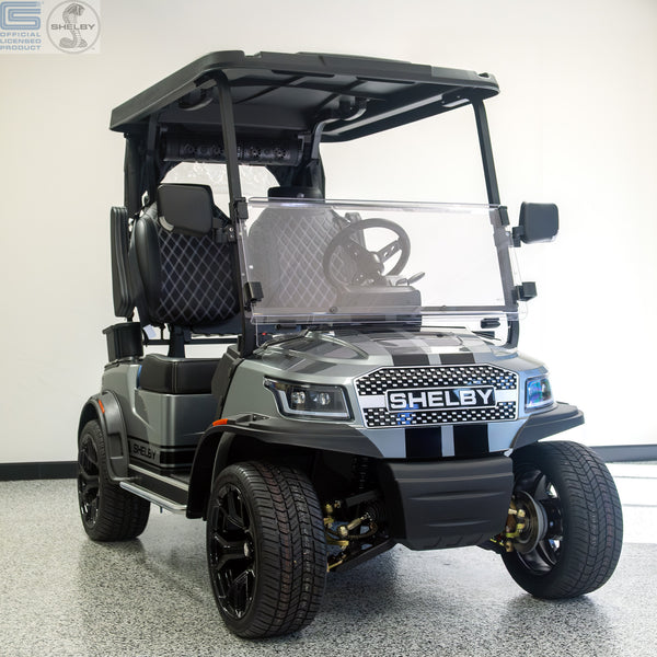 Shelby E2 Lithium Golf Cart Silver with Black G.T Stripe