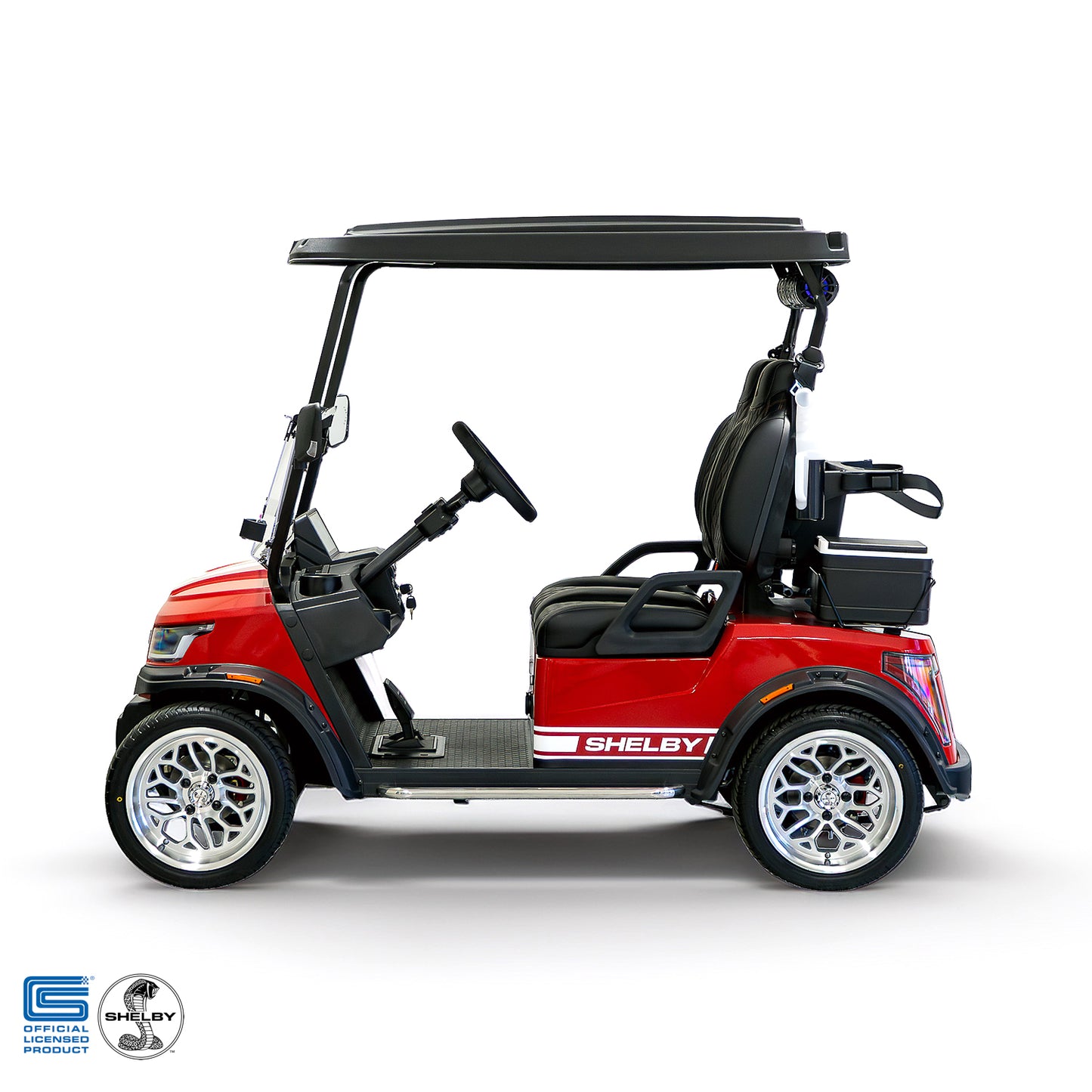 Shelby E2 Lithium Golf Cart Red with White G.T Stripe