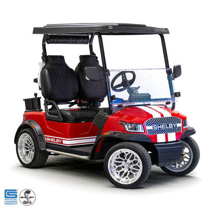 Shelby E2 Lithium Golf Cart Red with White G.T Stripe