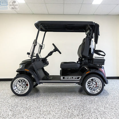 Shelby Electric Golf Cart - Black with Silver G.T. Stripes