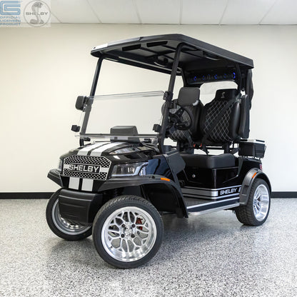 Shelby Electric Golf Cart - Black with Silver G.T. Stripes