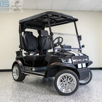 Shelby Electric Golf Cart - Black with Silver G.T. Stripes