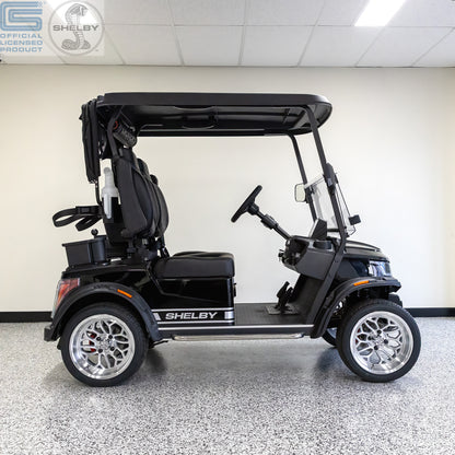 Shelby Electric Golf Cart - Black with Silver G.T. Stripes