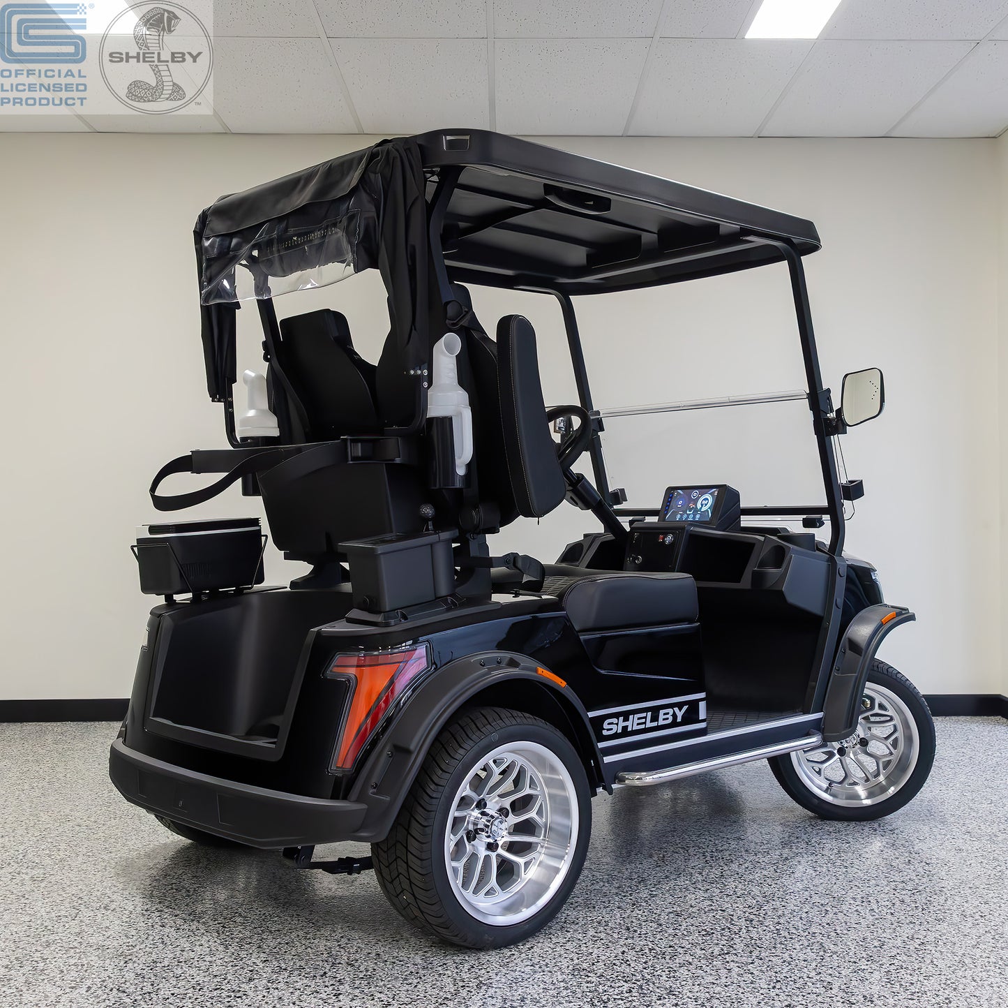 Shelby Electric Golf Cart - Black with Silver G.T. Stripes