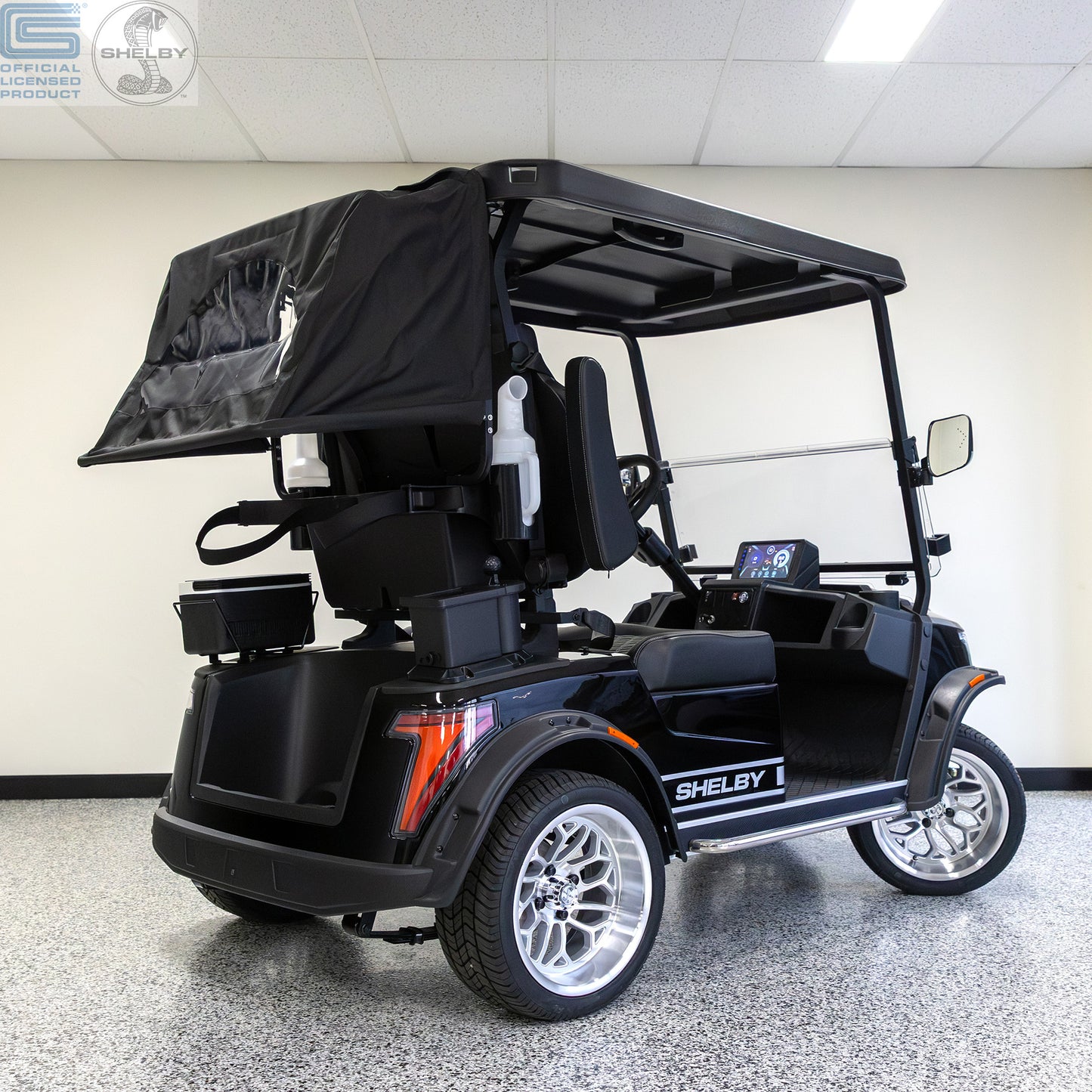 Shelby Electric Golf Cart - Black with Silver G.T. Stripes