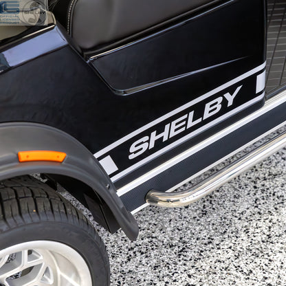 Shelby Electric Golf Cart - Black with Silver G.T. Stripes