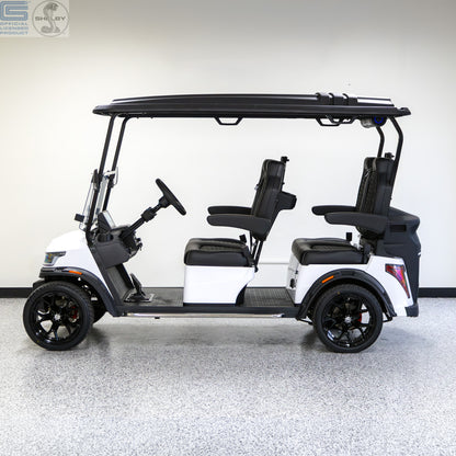 Shelby E4 Lithium Golf Cart White with Premium Black Seats