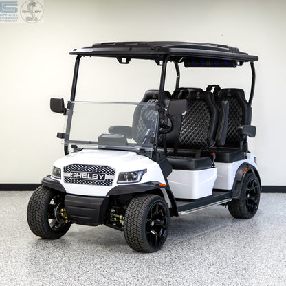 Shelby E4 Lithium Golf Cart White with Premium Black Seats