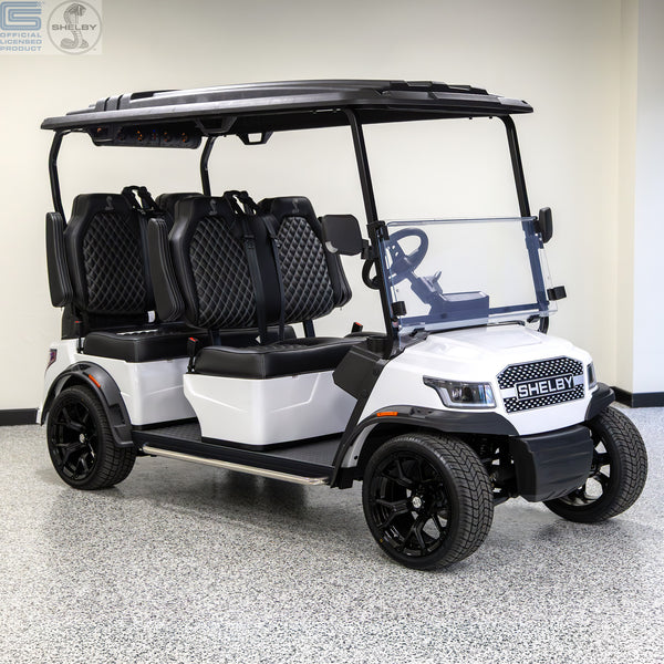 Shelby E4 Lithium Golf Cart White with Premium Black Seats