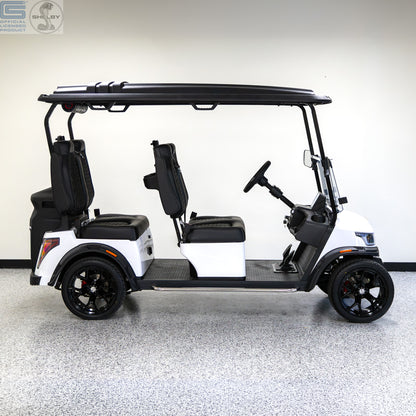 Shelby E4 Lithium Golf Cart White with Premium Black Seats