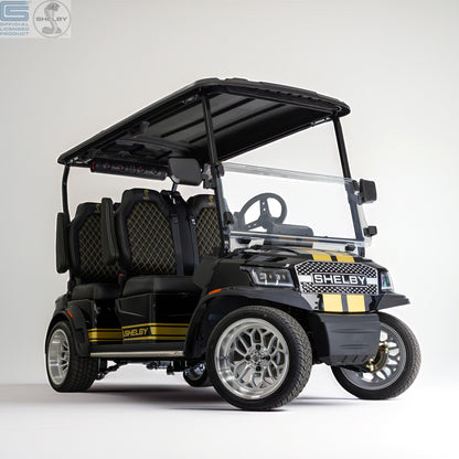 Shelby Electric 4 Seat Golf Cart - Black with Gold G.T Stripe