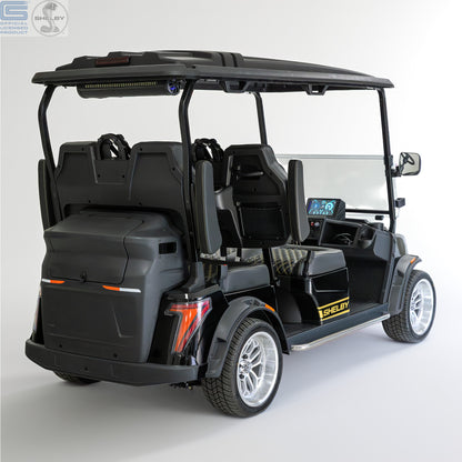 Shelby Electric 4 Seat Golf Cart - Black with Gold G.T Stripe
