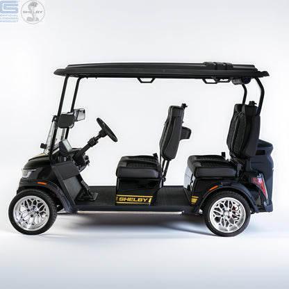 Shelby Electric 4 Seat Golf Cart - Black with Gold G.T Stripe