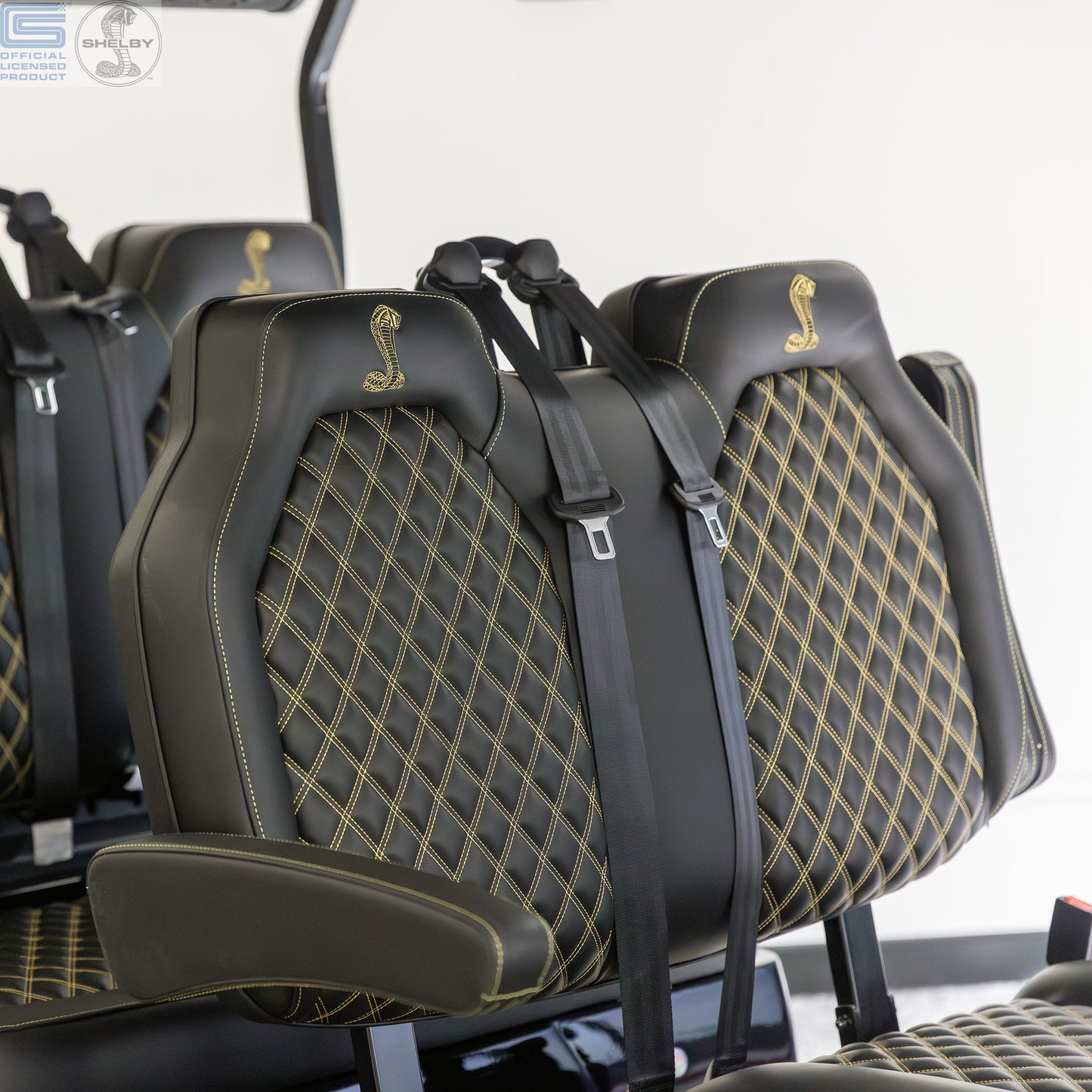 Shelby Electric 4 Seat Golf Cart - Black with Gold G.T Stripe