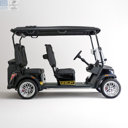 Shelby Electric 4 Seat Golf Cart - Black with Gold G.T Stripe