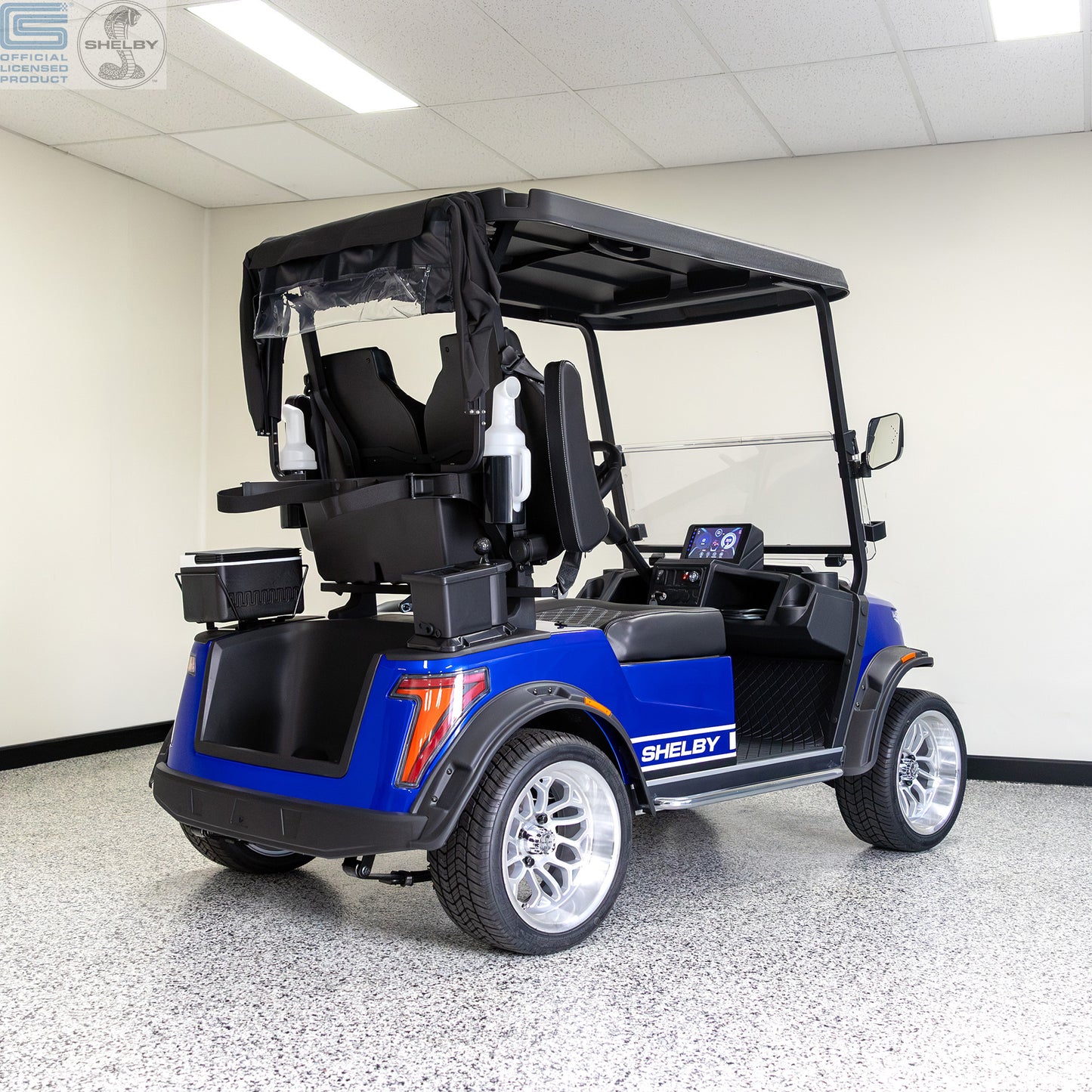 Shelby E2 Lithium Golf Cart Blue with White G.T Stripe