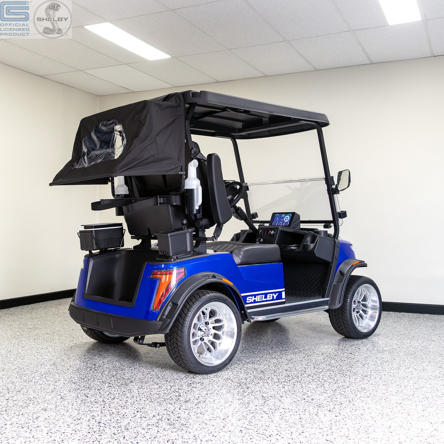 Shelby E2 Lithium Golf Cart Blue with White G.T Stripe