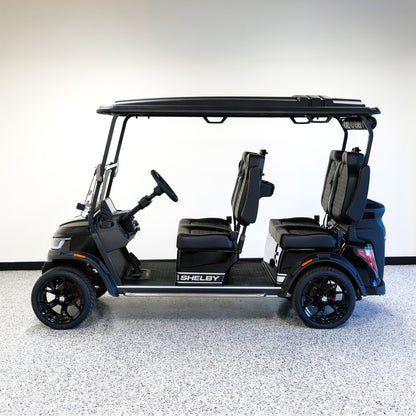 Shelby E4 Lithium Golf Cart Black with Silver G.T Stripe
