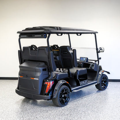 Shelby E4 Lithium Golf Cart Black with Silver G.T Stripe