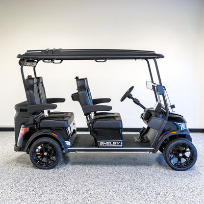 Shelby E4 Lithium Golf Cart Black with Silver G.T Stripe