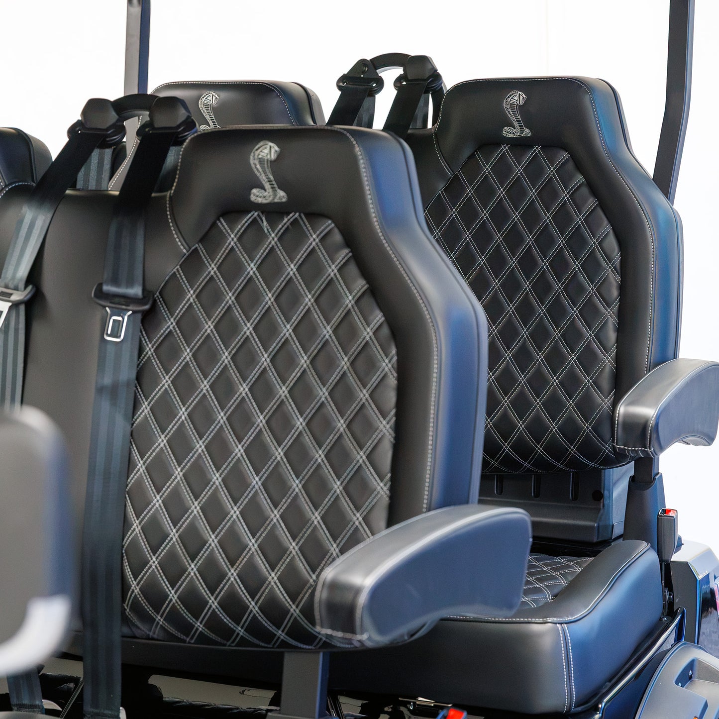 Shelby E4 Lithium Golf Cart Black with Silver G.T Stripe
