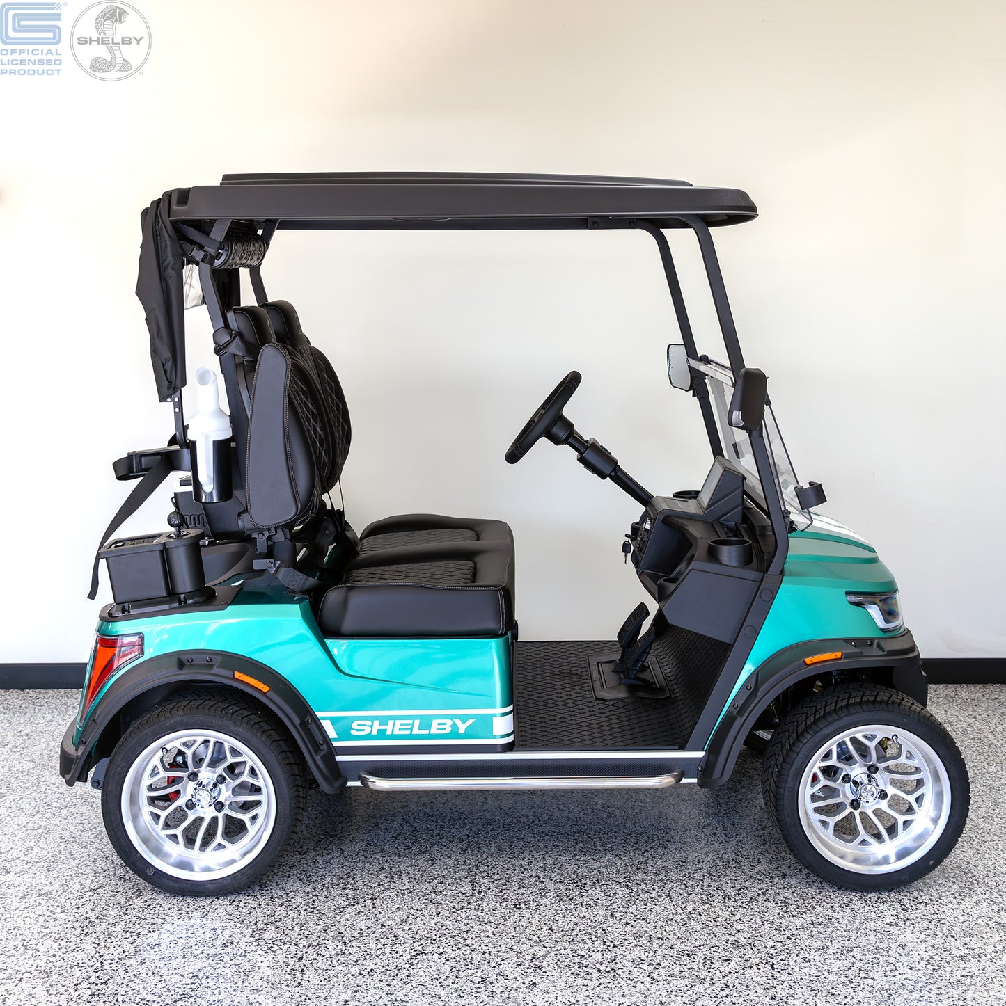 Shelby E2 Lithium Golf Cart Green with White G.T Stripe