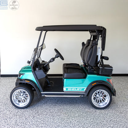 Shelby E2 Lithium Golf Cart Green with White G.T Stripe